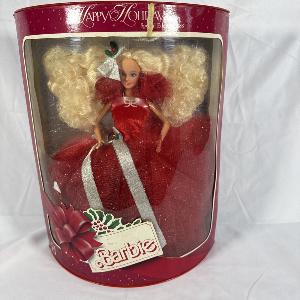 1988 Happy Holidays Barbie Doll Special Edition Mattel No. 1703 Red Gown Boxed
